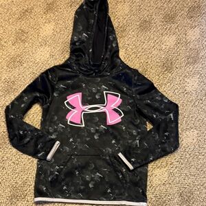 Under Armour Kids Black Hoodie with lavender Logo